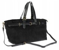 Torebka Damska shopper zamszowa torebka jamnik włoska marka 1255 Czarna
