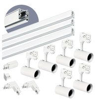 Zestaw szynowy 3 fazowy szyna 1m+1m+1m, 6x Lampa, łącznik L BIAŁY komplet