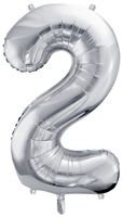 Balon foliowy Cyfra 2, 86cm, srebrny XL