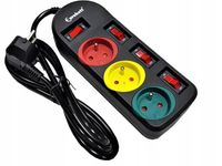 LISTWA SIECIOWA 3 GNIAZDA + 4 WYŁĄCZNIKI 1,5 M