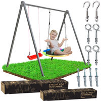 Stelaż pod huśtawkę ogrodową szary + kolorowe bocianie gniazdo + deska