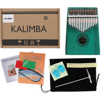 Kalimba zazna pianino 17 klawiszy MAHOŃ etui akcesoria W-17T-6 zielona