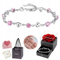 Bransoletka Srebrna Damska Serce Cyrkonia DIAMENTOWANA Prezent dla