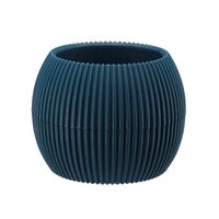Doniczka plastikowa z podstawką osłonka kula rozm.3 CORAL 14,5 cm tworzywo mat granatowy prążkowany wzór