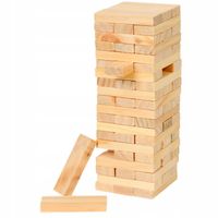 DREWNIANA WIEŻA UKŁADANKA 60 KLOCKÓW 20 CM GRA ZRĘCZNOŚCIOWA DLA DZIECI 3+