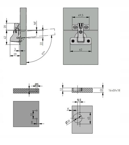 10x Zawias meblowy nakładany cichy domyk GTV PRESTIGE ZM-ECHC09H04-BE na Arena.pl