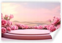 Fototapeta PREMIUM STRUKTURA ZMYWALANA NA WYMIAR RÓŻOWE PODIUM Z RÓŻAMI