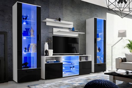 Witryna Szklana Regał Salon Dąb Wotan z Półkami LED 192x60 na Arena.pl