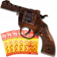 PISTOLET REWOLWER METALOWY NA SPŁONKĘ 5x72szt KAPISZONY GRATIS DLA DZIECI