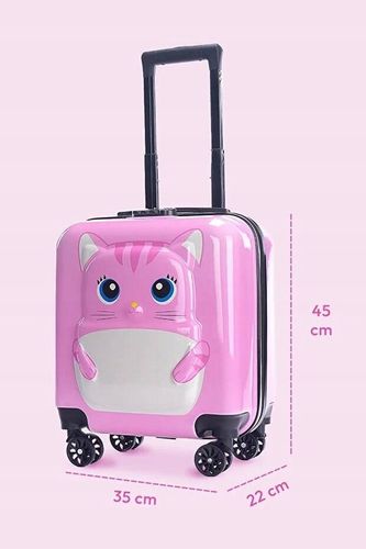 KOT KOTEK WALIZKA 3D DZIECIĘCA BAGAŻ SZYFR DLA DZIECI 4 KÓŁKA na Arena.pl