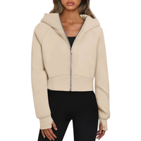 Damska Bluza z Kapturem Polarowa Crop Casual Ciepła Stylowa Beżowa XL