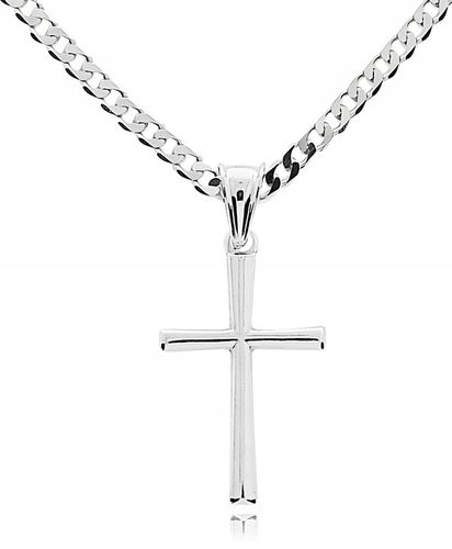 SREBRNY ZESTAW KOMUNIJNY ŁAŃCUSZEK I KRZYŻYK 40CM NA PREZENT na Arena.pl