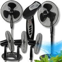 CZARNY MOCNY WENTYLATOR PODŁOGOWY WIATRAK STOJĄCY 55W 3 ŁOPATKI CICHY+PILOT