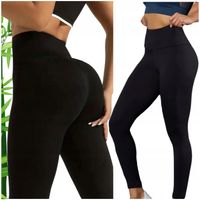 Legginsy SPODNIE Damskie BAMBUSOWE leginsy getry SZEROKA GUMA czarne S/M