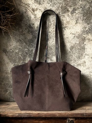 Czekoladowa torebka zamszowa shopper brąz SKÓRA ZAMSZ NATURALNY Vera Pelle na Arena.pl