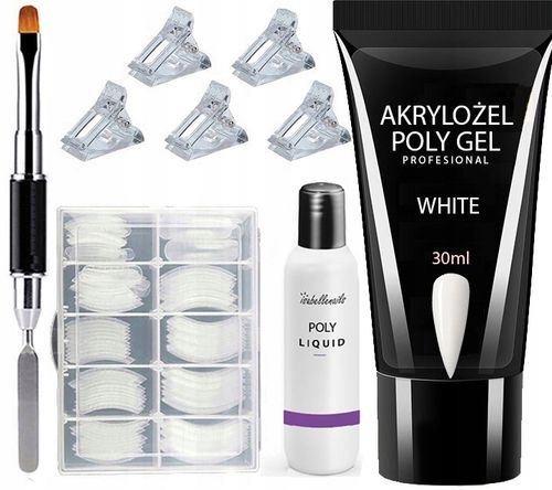 Zestaw akrylożel 30ml + dual formy 120szt + pędzelek i liquid do paznokci na Arena.pl