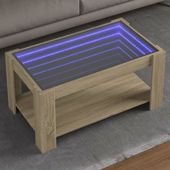 Stolik kawowy z LED, dąb sonoma, 93x53x45 cm