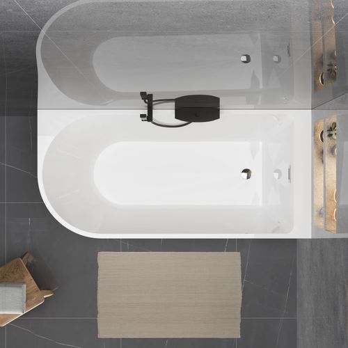 Wanna wolnostojąca przyścienna NAROŻNA PULA PRAWA 160 x 75 cm biała system przelewowy na Arena.pl