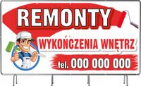 BANER REKLAMOWY na siatce mesh 200x100cm gotowy projekt WYKOŃCZENIA REMONTY