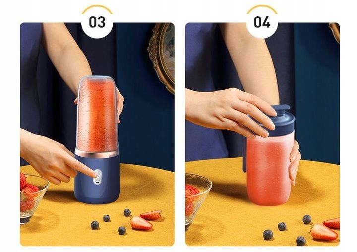 BLENDER KIELICHOWY PRZENOŚNY BEZPRZEWODOWY KEMPING 400ML 2 KUBKI zdjęcie 7