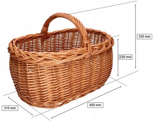 KOSZ KOSZYK WIKLINOWY NA GRZYBY 45CM DO LASU Z UCHWYTEM GRZYBOBRANIE na Arena.pl