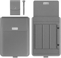 Etui na Laptopa z Funkcją Podstawki 16 17 Cali Skóra Wodoodporna Szare