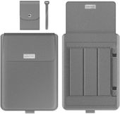 Etui na Laptopa z Funkcją Podstawki 16 17 Cali Skóra Wodoodporna Szare