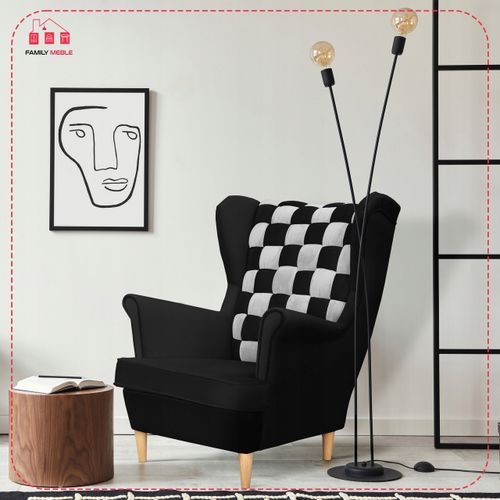 Fotel uszak Carol Duo skandynawski Family Meble siwo granatowy, stal na Arena.pl