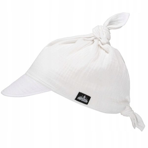 Chustka z daszkiem muślinowa Biała Czapka z daszkiem na lato zdjęcie 1
