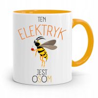 Kubek Żółty Dla Elektryka Ten Elektryk Jest Osom Z Nadrukiem Ze Zdjęciem