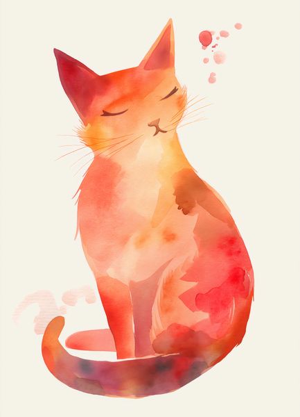 Plakat 13x18cm Akwarelowy Kot zdjęcie 1