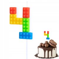 ŚWIECZKA URODZINOWA LEGO CYFERKA 4 KOLOROWA NA IMPREZĘ URODZINOWĄ