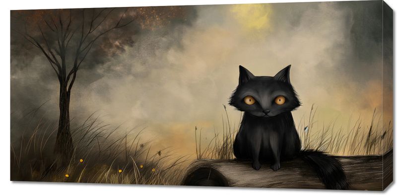 Obraz 100x50cm Czarny Kot zdjęcie 1