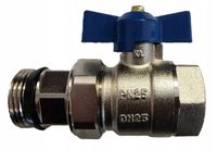 Zawór kulowy 1'' ze śrubunkiem KUREK DN25 MOSIĘŻNY 1 CAL MOTYLEK NIEBIESKI