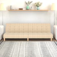 Rozkładana kanapa 2-osobowa, kremowa, tapicerowana tkaniną