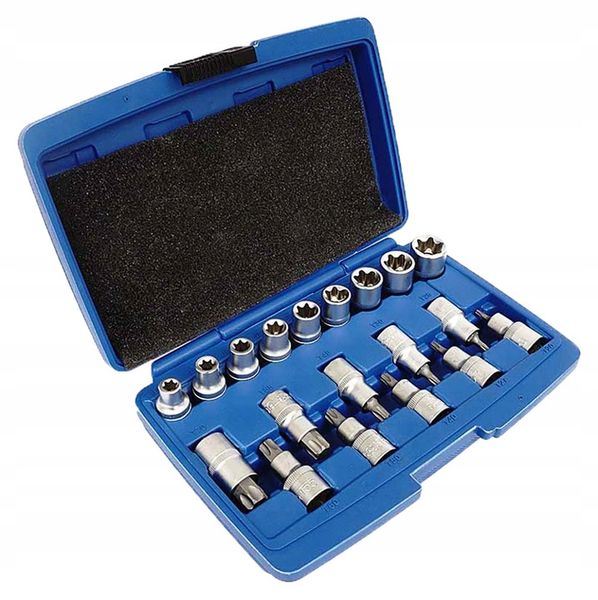 SILVER ZESTAW NASADEK TORX NASADKI KLUCZE NASADOWE E-TORX 1/2 19E SK-019-03 zdjęcie 2