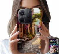 ETUI DO XIAOMI NOTE 14 4G - MALOWNICZA ULICZKA Z KAWIARNIĄ + SZKŁO
