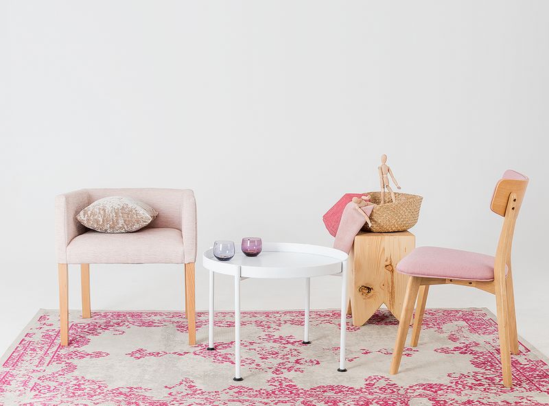 Stolik kawowy HANNA METAL 60-1F - biały, stolik nocny, stolik boczny zdjęcie 1