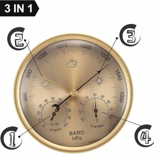 130mm okrągła Barometr ścienny Termometr Higrometr wilgotność Stacja na Arena.pl