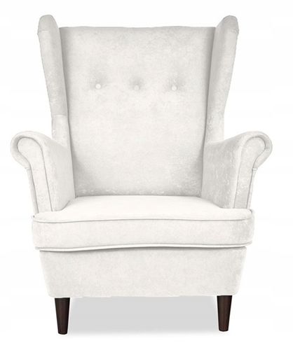 Fotel uszak ARI z podnóżkiem skandynawski biały brudny na Arena.pl