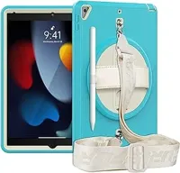 Etui do iPad 9/8/7 10.2" z Podstawką i Paskiem na Ramię Niebieskie