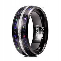 Czarna Obrączka z Wolframu z Kolorową Aplikacją