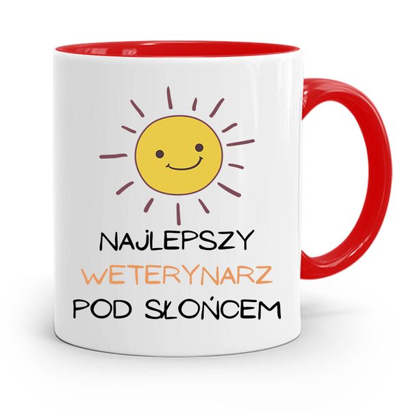 Kubek Czerwony Weterynarza Najlepszy Pod Słońcem Z Nadrukiem Ze Zdjęciem zdjęcie 1