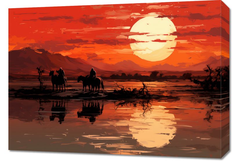 Obraz 70x50cm Zachód Słońca na Prerii zdjęcie 1