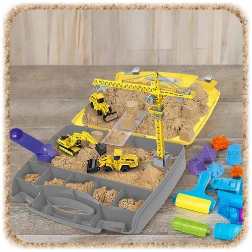 ZESTAW KONSTRUKCYJNY PIASEK KINETYCZNY DŹWIG POJAZDY BUDOWLANE DLA DZIECI na Arena.pl