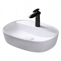 POŁYSKOWA BIAŁA UMYWALKA NABLATOWA CERAMICZNA STAWIANA NA BLAT 60x40x12 cm