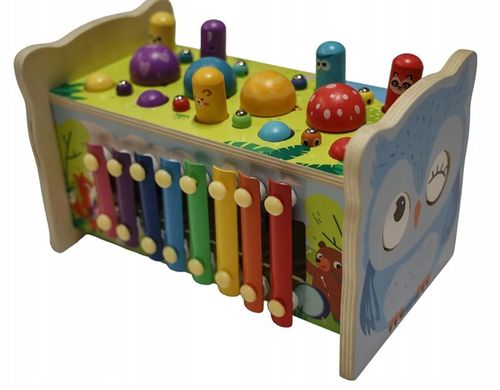 SORTER DREWNIANY WBIJAK KOSTKA CYMBAŁKI GRA UKŁADANKA KLOCKI MONTESSORI SOW na Arena.pl