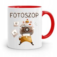 Kubek Czerwony Fotografa Fotoszop Prezent Z Nadrukiem Ze Zdjęciem