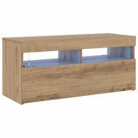 Szafka pod TV z oświetleniem LED, dąb artisan, 90x35x40 cm