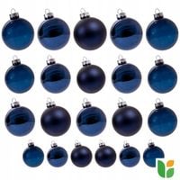 Zestaw Szklanych Bombek na choinkę Granatowe bombki kpl. 21 szt.